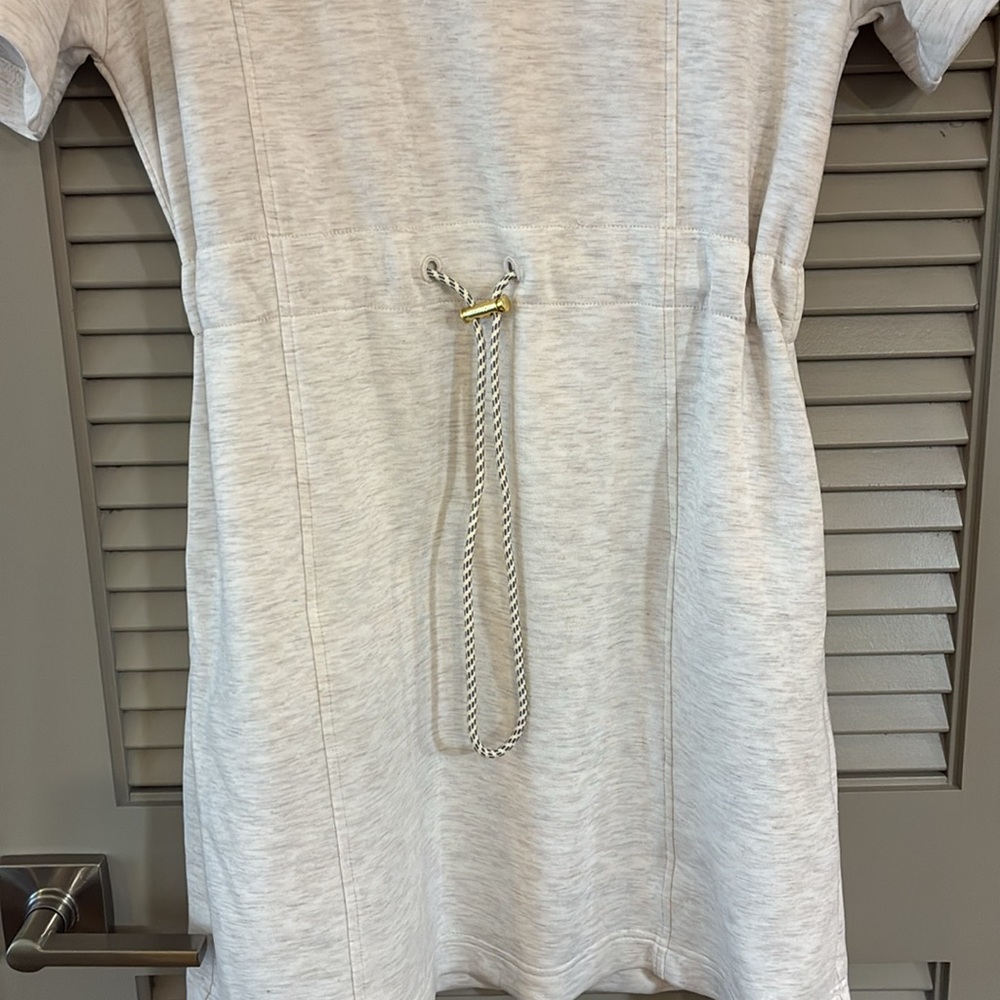 Varley Sophie Dress Marled Ivory Sz S Comfy Soft Mini Cinched Waist - Picture 6 of 10